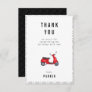 Red Retro Scooter Theme Birthday Thank You Card
