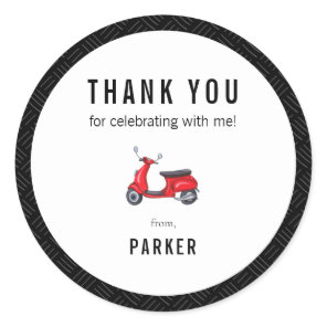 Red Retro Scooter Theme Thank You Classic Round Sticker
