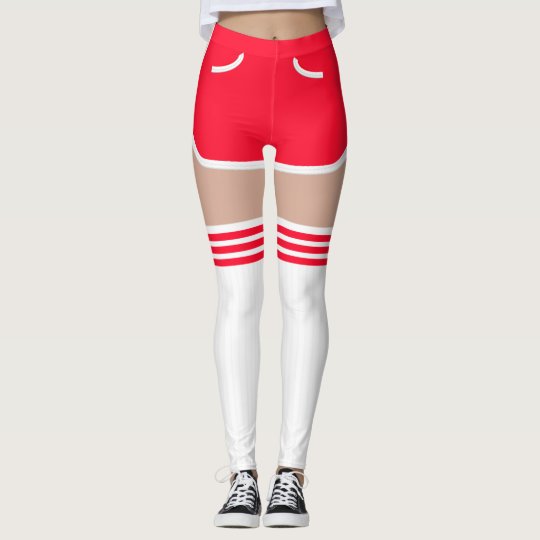 Red Retro Shorts Tube Socks Leggings