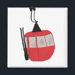 Red Retro Ski Lift Skiing Illustration Magnet<br><div class="desc">Modern ski themed gift for him and her. Retro ski lift gondola illustration pattern for skier. Skiing themed home decor and gifts.</div>