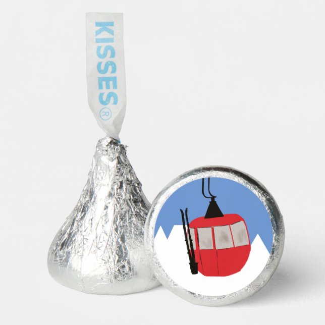 Red Retro Ski Lift Snow Mountain Hershey®'s Kisses® (Front)
