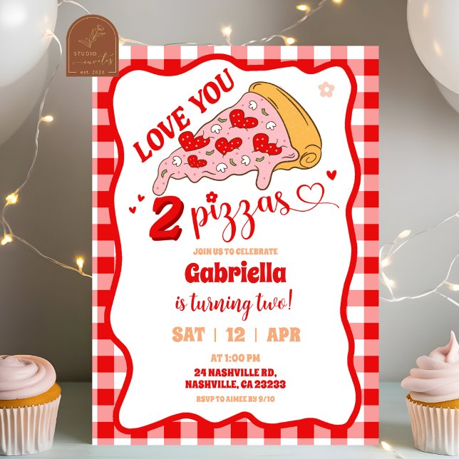 Red Retro slice of fun Pizza party Invitation (Creator Uploaded)