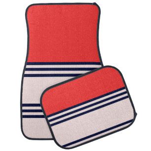 Red Retro Stripe Car Floor Mat