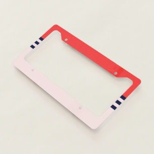 Red Retro Stripe License Plate Frame