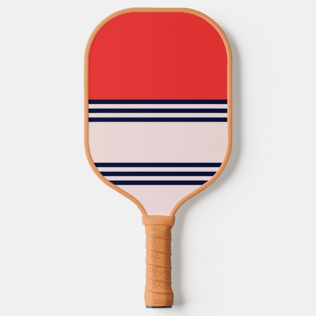 Red Retro Stripe Pickleball Paddle (Front)