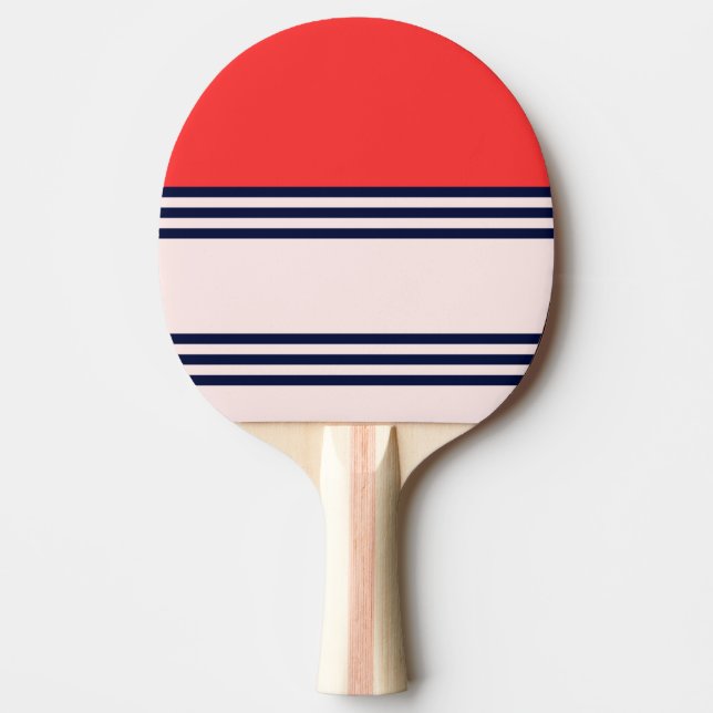 Red Retro Stripe Ping Pong Paddle (Front)