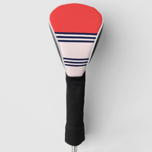 Red Retro Stripes Golf Head Cover