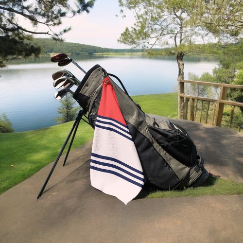 Red Retro Stripes Golf Towel