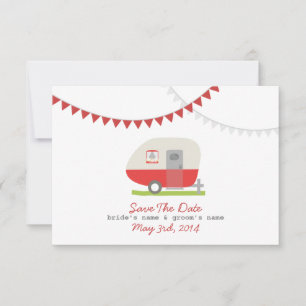 Red Retro Trailer & Wedding Save The Date