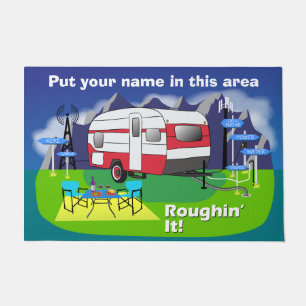 Red Retro Travel Trailer Doormat 24" x 36"