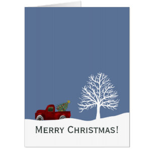 Red Retro Truck Christmas Tree Card