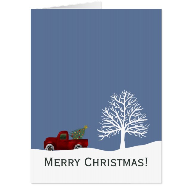 Red Retro Truck Christmas Tree Card (Front)