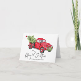 Red Retro Truck Vintage Merry Christmas Greeting Card