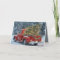 Red Retro Truck With Christmas Tree In Snowflakes