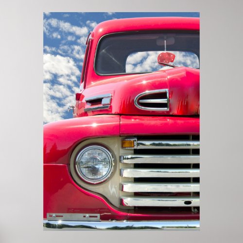 red retro truck with dice poster