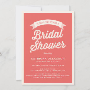 RED RETRO TYPOGRAPHY BRIDAL SHOWER INVITATION