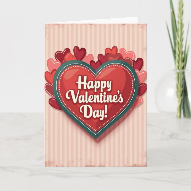 Red Retro Valentines Day Card (Front)
