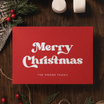 Red Retro Vintage Font Merry Christmas Holiday Card<br><div class="desc">Merry Christmas card: a classic retro design,  with a vintage inspired typography and a classic red background.</div>