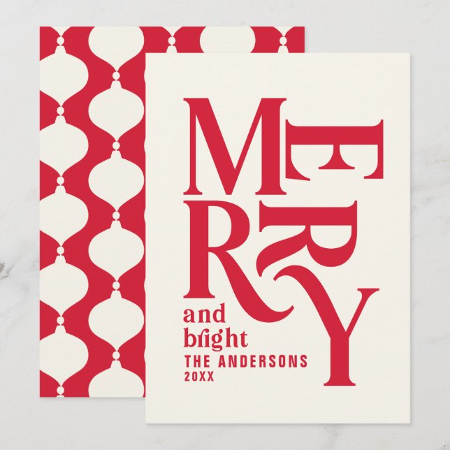 Red retro vintage merry Chritsmas Announcement (Front/Back)