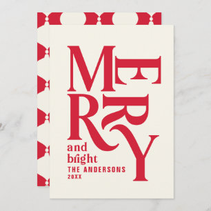 Red retro vintage merry Chritsmas Announcement