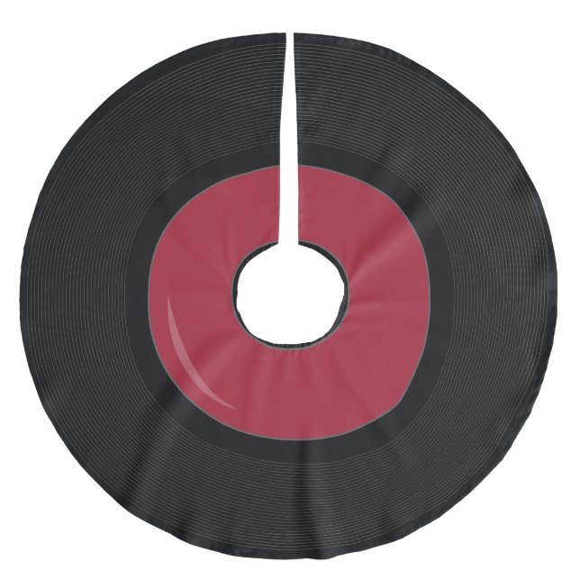 red Retro Vinyl Record Disk Tree skirt (Front)