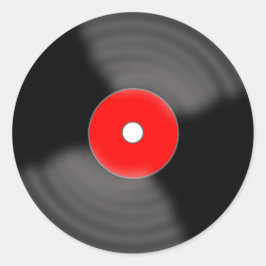 Red Retro Vinyl Record Party Stickers