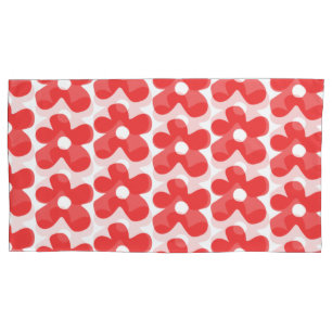 Red Retro Y2K Bold Blossom Tropical Floral Pillow Case