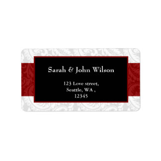 red, return address label