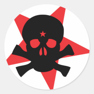 red revolution star skull classic round sticker