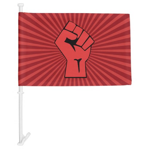 Red Revolutionary Fist Car Flag