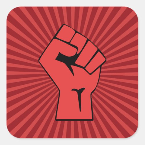 Red Revolutionary Fist Square Sticker