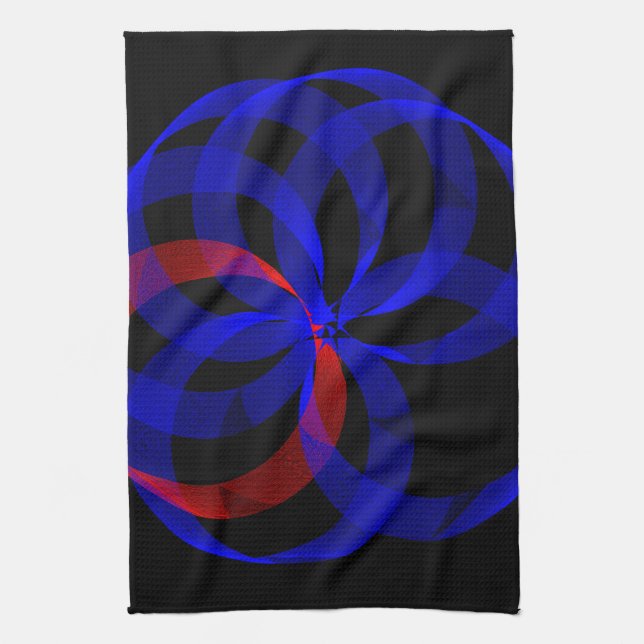 Red Revolving Accent Geometric Kitchen Towel (Vertical)