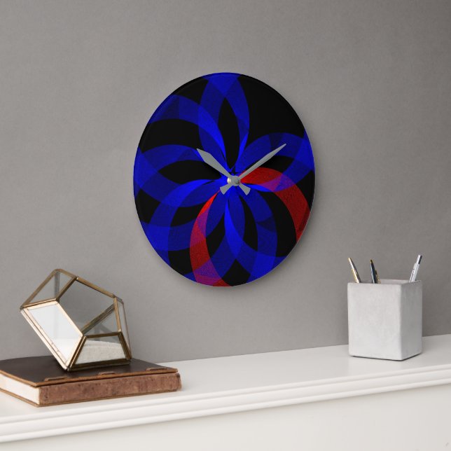 Red Revolving Accent Geometric Wall Clock (Office)