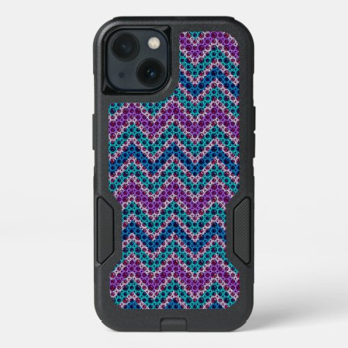 Red Rhinestones  Colorful Chevron Pattern iPhone 13 Case