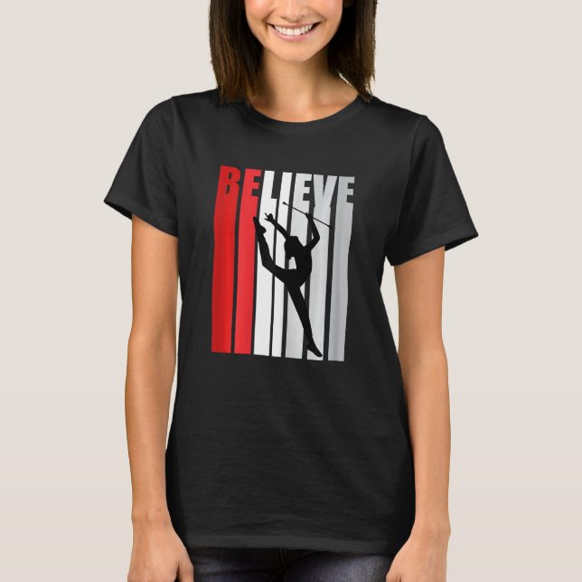 Red Rhythmic Gymnastics Womens Believe Red Gymnast T-Shirt (Front)
