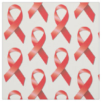 Red Ribbon AIDS Awareness Fabric