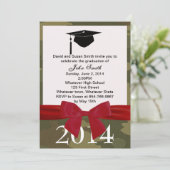 Red Ribbon And Camouflage Graduation Invitation (Standing Front)