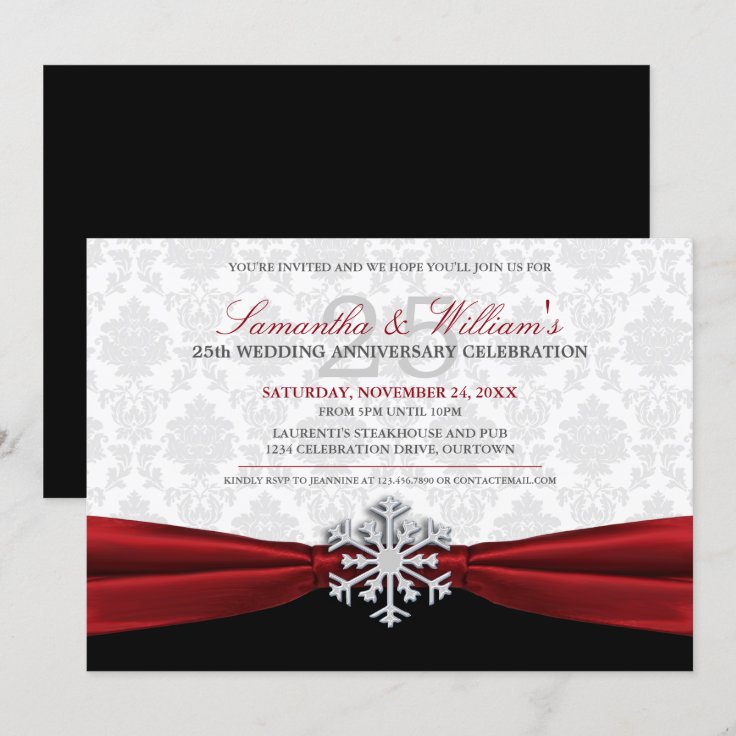 Red Ribbon Anniversary Party Invitation | Zazzle