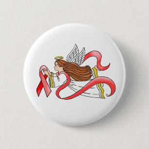 "Red Ribbon" Awareness Angel Pinback Button