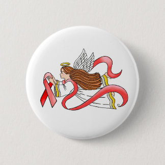 "Red Ribbon" Awareness Angel Pinback Button