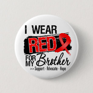 Red Ribbon Awareness - Brother Pinback Button