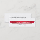 Red ribbon banner student graduation name card (Front/Back)