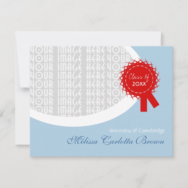Red Ribbon Blue Graduation Invitation (Front)
