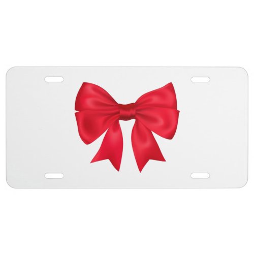 Red Ribbon Bow Christmas License Plate