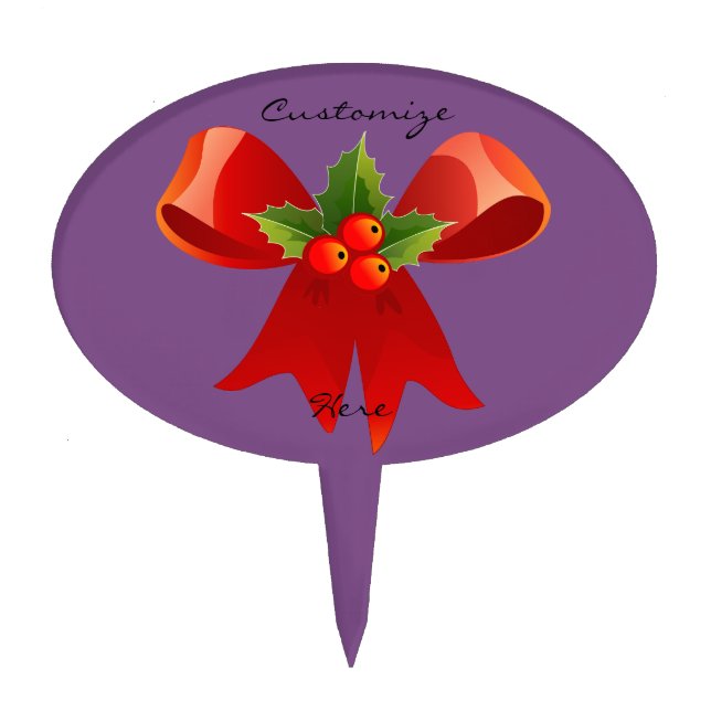 Red Ribbon Bow Holly Thunder_Cove Cake Topper (Front)