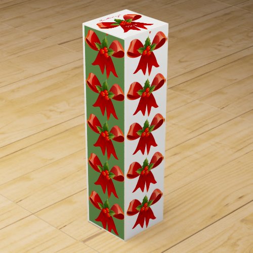 Red Ribbon Bow Holly Thunder_Cove Green Wine Gift Box