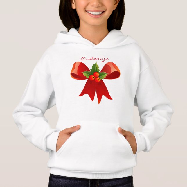 Red Ribbon Bow Holly Thunder_Cove Hoodie (Front)