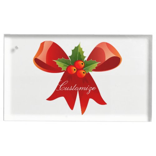 Red Ribbon Bow Holly  Thunder_Cove Table Number Holder