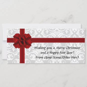 Red Ribbon Bow Imprinted Holiday Christmas by ChristmasCardShop at Zazzle