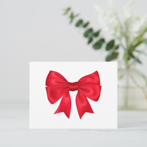 Red Ribbon Bow Postcard | Zazzle